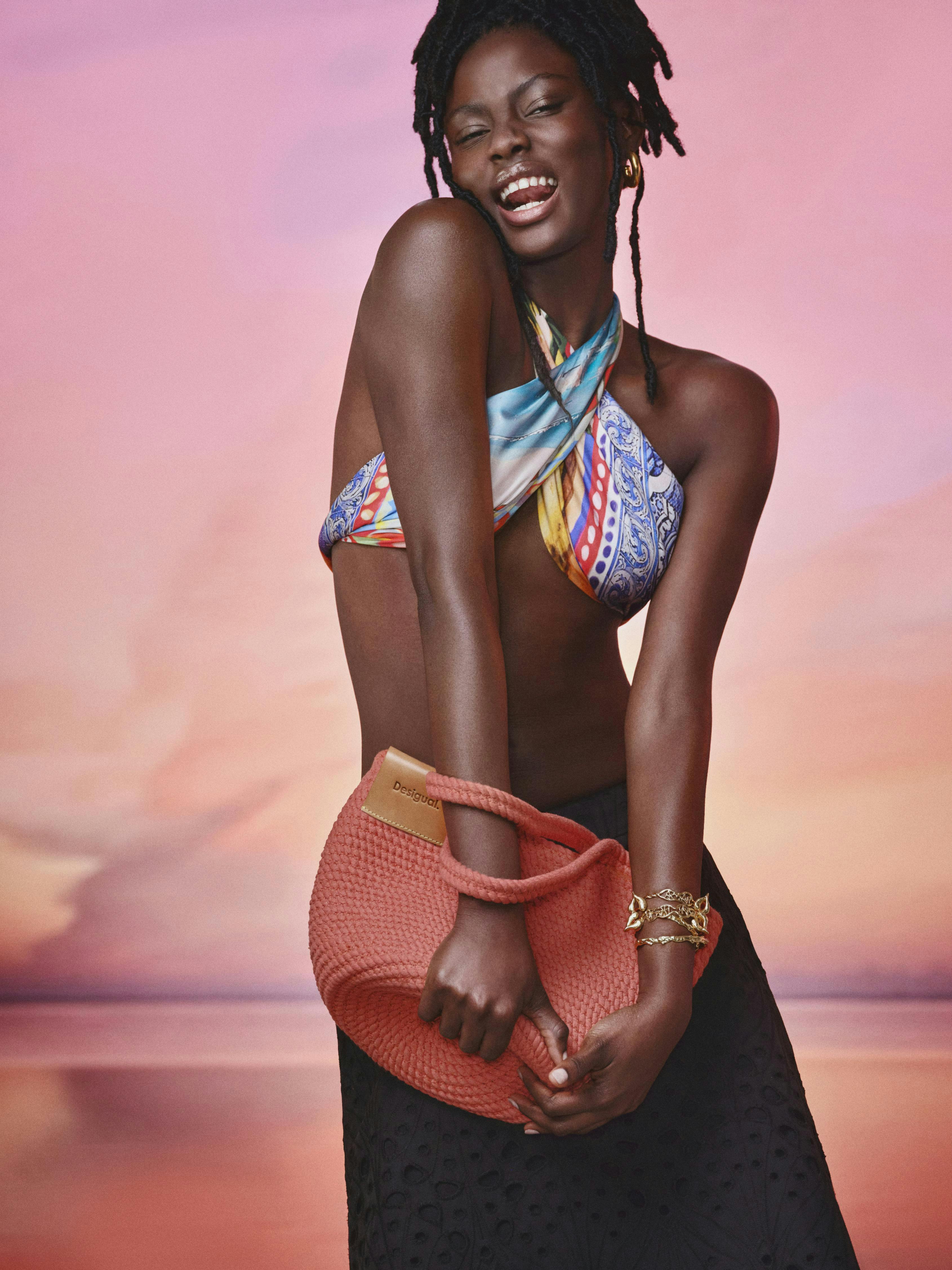 accessories handbag swimwear adult female person woman smile bikini purse