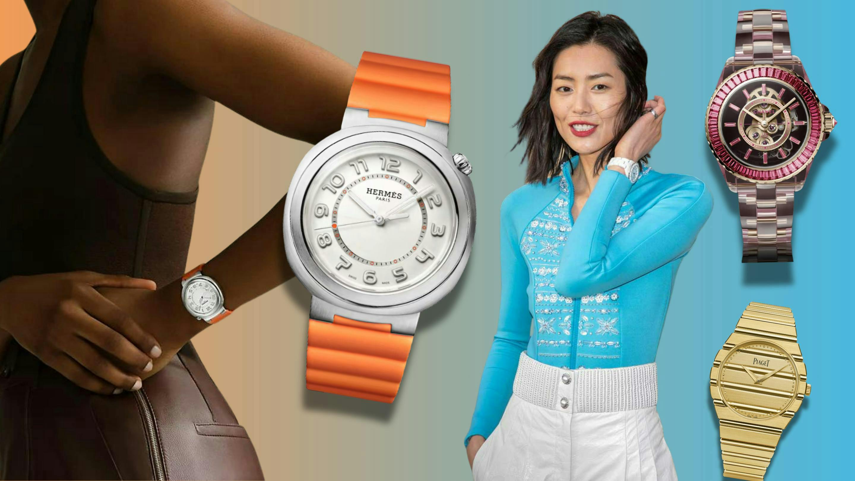 wristwatch arm body part person adult female woman